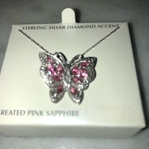 sterling silver necklace with butterfly pendant.